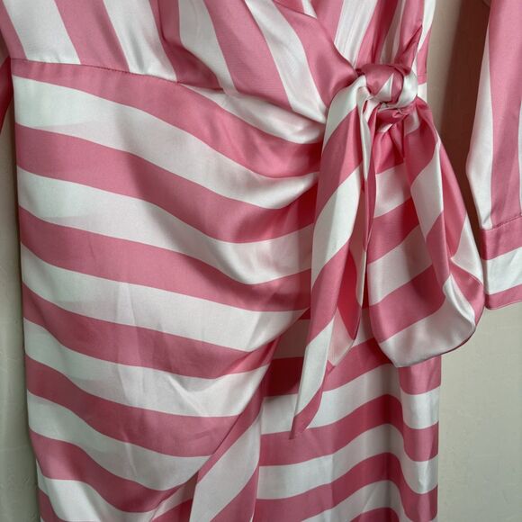 Milly Silk Striped Wrap Dress - Picture 3 of 6